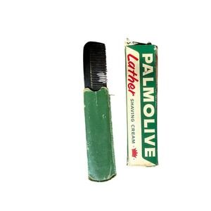 Vintage‎ Palmolive Shave Cream Box and Pocket Comb with Green Sleeve Decor Set